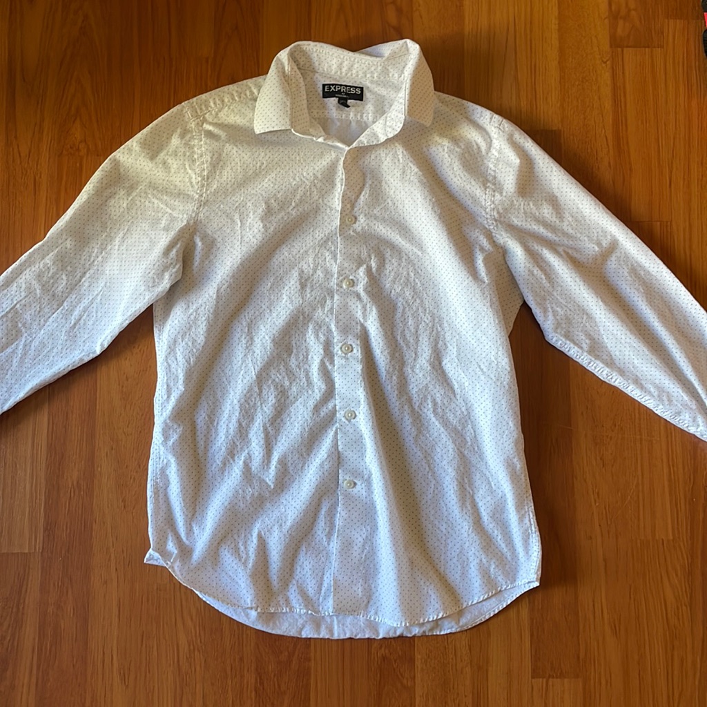 Medium, Express White Button Up With Patterns.